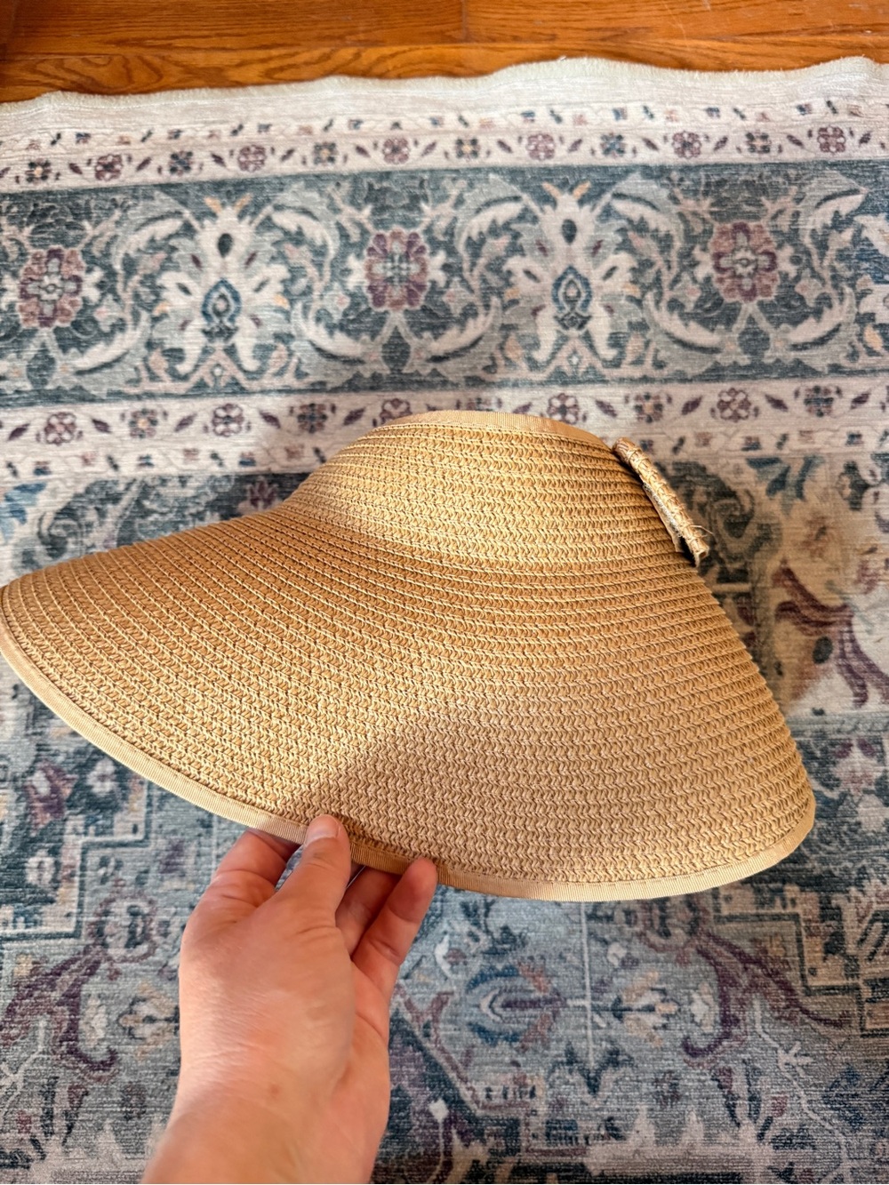Women's Wide Brim Straw Visor Hat - Tan